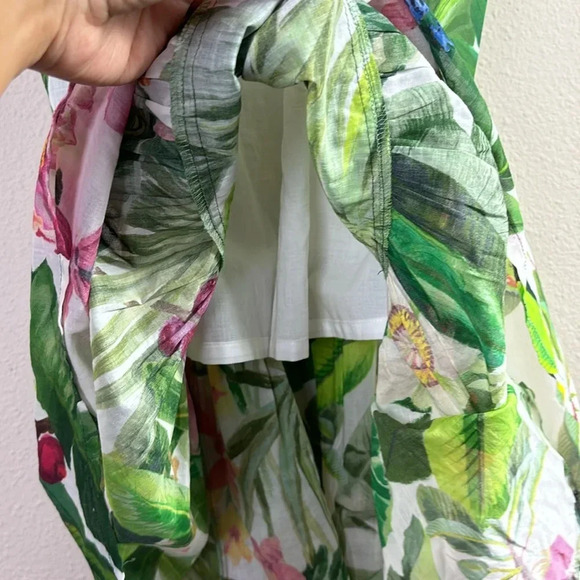 Persifor Clementine Ruffled Midi Tropical Floral Sleeveless Dress size Large - Picture 10 of 13